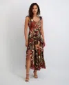 Siena Plus Size Flutter-sleeve Printed Chiffon Maxi Dress In Multi