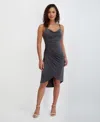 Siena Women's Sleeveless Cowlneck Bodycon Ruched Dress In Gray