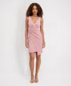 Siena Women's Stretch-faux-suede V-neck Sheath Dress In Pink