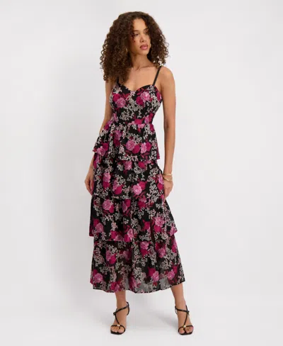 Siena Women's Sweetheart Neck Embroidered Dress In Multi