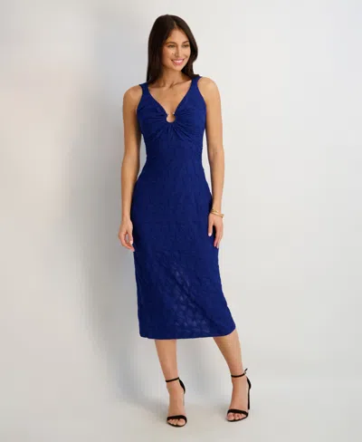 Siena Women's Textured Knit Plunge-neck Scoop-back Dress In Multi