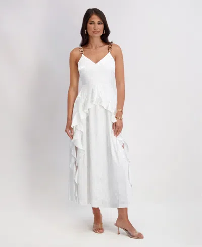 Siena Women's V-neck Long Dress In White