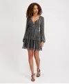 Siena Women's V-neck Textured Metallic Knit Dress In Gray