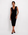 Siena Women's V-neck Velvet Mesh Dress In Black