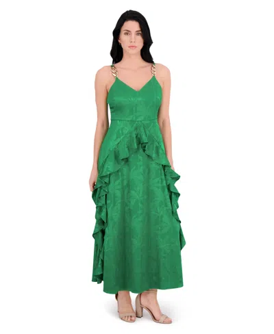 Siena Women's V-neck Long Dress In Green