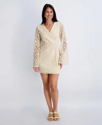 Siena Women's V-neck Open Back Crochet Lace Dress In Neutral