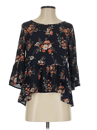 Pre-owned Sienna Sky 3/4 Sleeve Blouse In Black