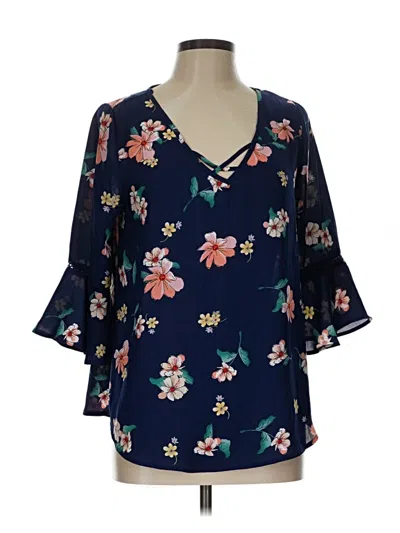 Pre-owned Sienna Sky 3/4 Sleeve Blouse In Blue