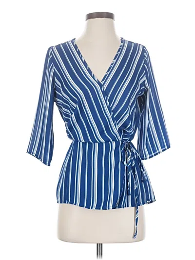 Pre-owned Sienna Sky 3/4 Sleeve Blouse In Blue