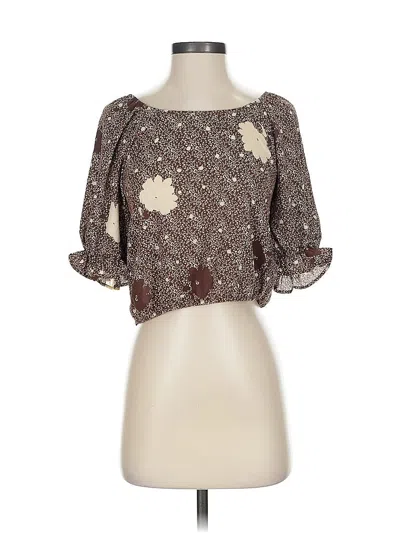 Pre-owned Sienna Sky 3/4 Sleeve Blouse In Brown