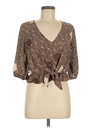 Pre-owned Sienna Sky 3/4 Sleeve Blouse In Brown