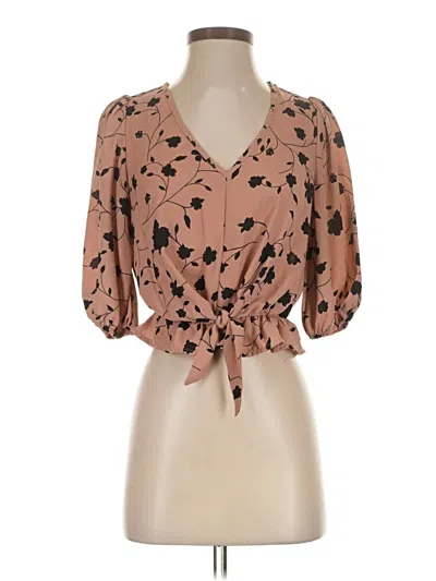 Pre-owned Sienna Sky 3/4 Sleeve Blouse In Brown