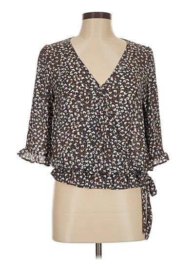Pre-owned Sienna Sky 3/4 Sleeve Blouse In Brown
