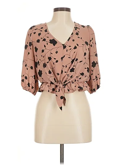 Pre-owned Sienna Sky 3/4 Sleeve Blouse In Brown