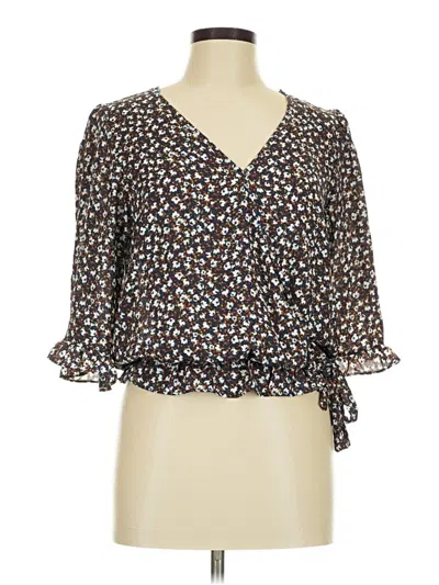 Pre-owned Sienna Sky 3/4 Sleeve Blouse In Brown