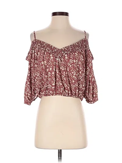 Pre-owned Sienna Sky 3/4 Sleeve Blouse In Burgundy