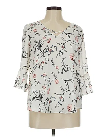 Pre-owned Sienna Sky 3/4 Sleeve Blouse In White