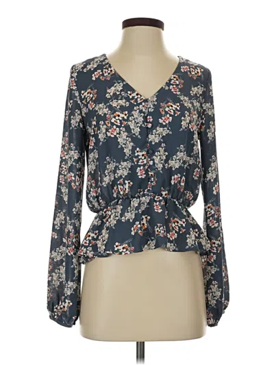 Pre-owned Sienna Sky Long Sleeve Blouse In Blue