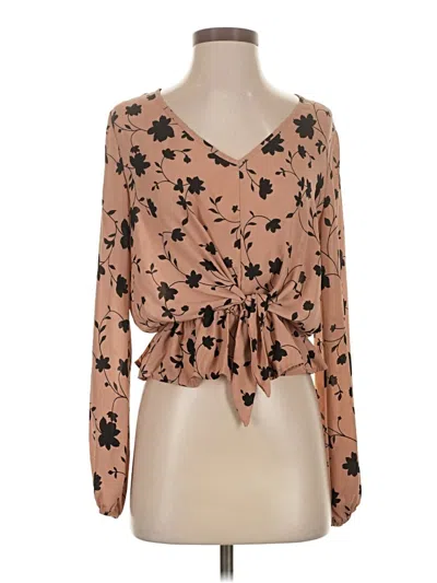 Pre-owned Sienna Sky Long Sleeve Blouse In Brown