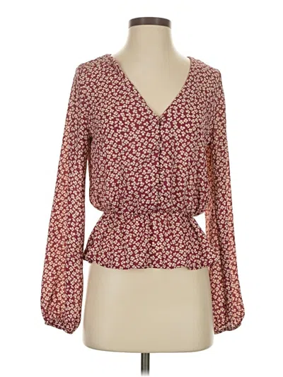 Pre-owned Sienna Sky Long Sleeve Blouse In Burgundy