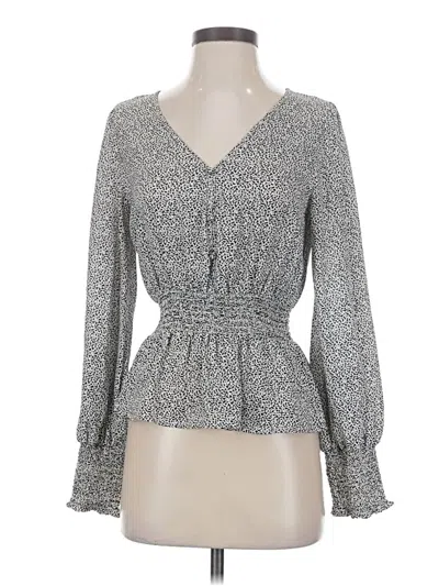 Pre-owned Sienna Sky Long Sleeve Blouse In Gray