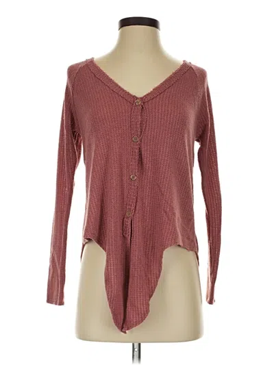 Pre-owned Sienna Sky Long Sleeve Top Burgundy Plunge Neckline Tops