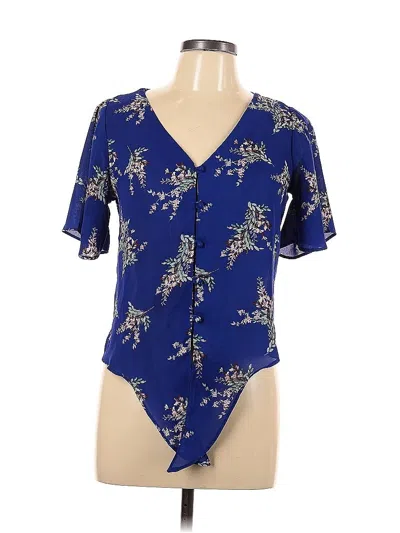 Pre-owned Sienna Sky Short Sleeve Blouse In Blue