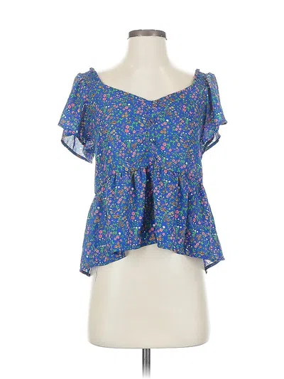 Pre-owned Sienna Sky Short Sleeve Blouse In Blue