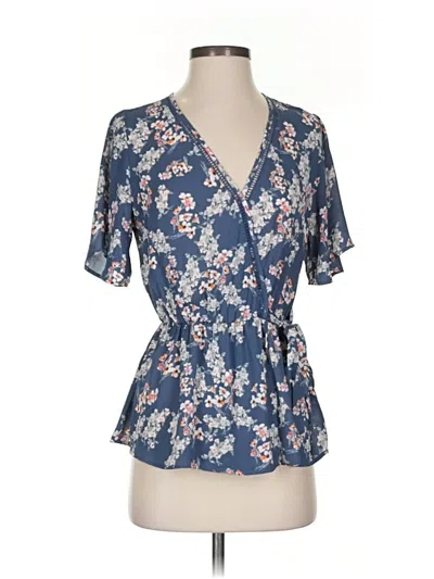 Pre-owned Sienna Sky Short Sleeve Blouse In Blue