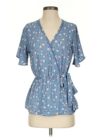 Pre-owned Sienna Sky Short Sleeve Blouse In Blue