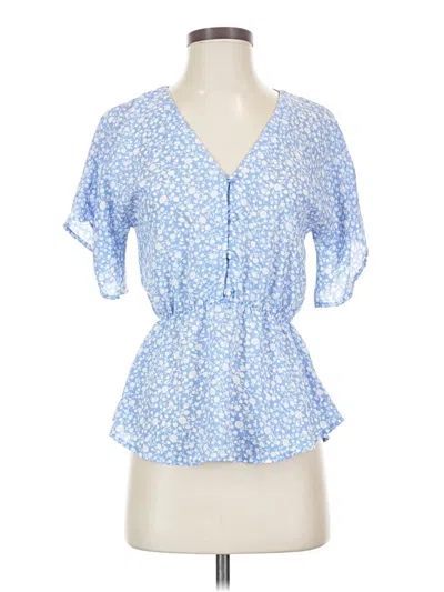 Pre-owned Sienna Sky Short Sleeve Blouse In Blue