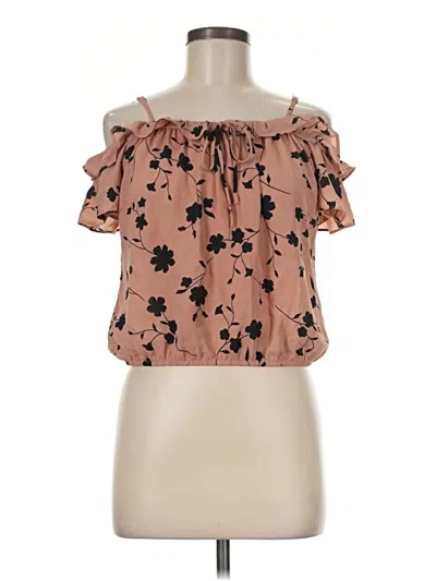 Pre-owned Sienna Sky Short Sleeve Blouse In Brown