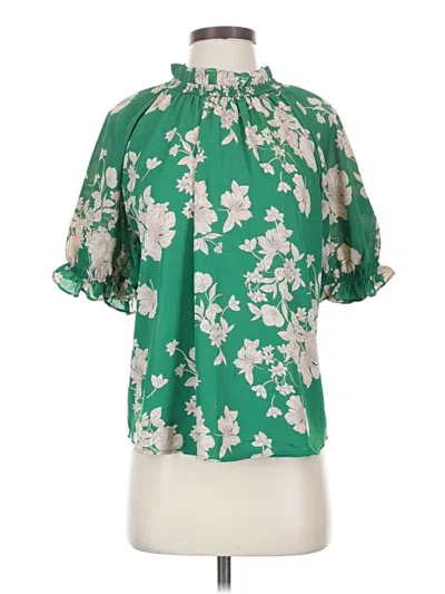 Pre-owned Sienna Sky Short Sleeve Blouse In Green