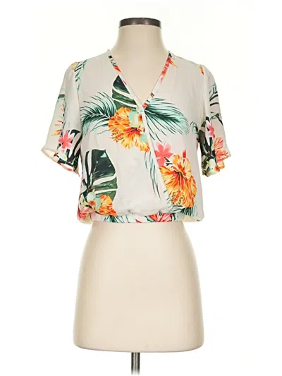 Pre-owned Sienna Sky Short Sleeve Blouse In Green