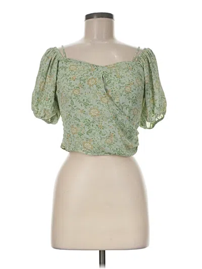 Pre-owned Sienna Sky Short Sleeve Blouse In Green