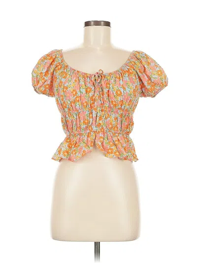 Pre-owned Sienna Sky Short Sleeve Blouse In Orange