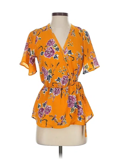 Pre-owned Sienna Sky Short Sleeve Blouse In Orange