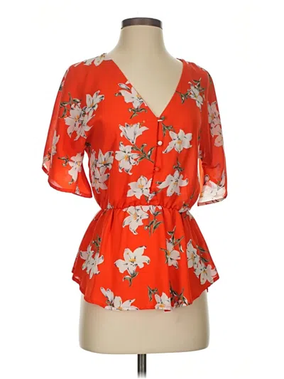 Pre-owned Sienna Sky Short Sleeve Blouse In Orange