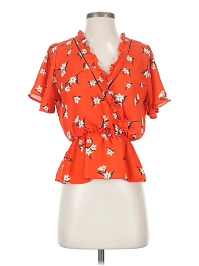 Pre-owned Sienna Sky Short Sleeve Blouse In Orange