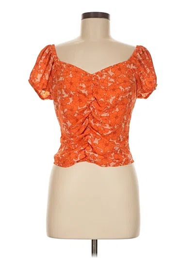 Pre-owned Sienna Sky Short Sleeve Blouse In Orange
