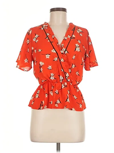 Pre-owned Sienna Sky Short Sleeve Blouse In Orange