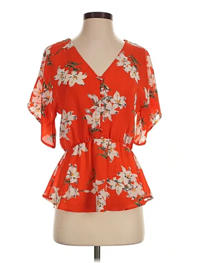 Pre-owned Sienna Sky Short Sleeve Blouse In Orange