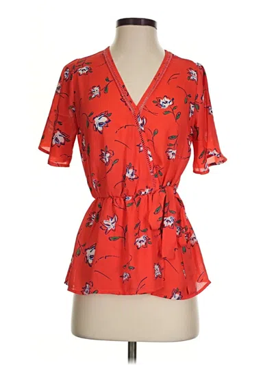 Pre-owned Sienna Sky Short Sleeve Blouse In Red