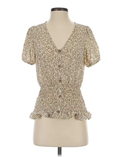 Pre-owned Sienna Sky Short Sleeve Blouse In Tan