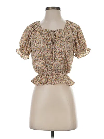 Pre-owned Sienna Sky Short Sleeve Blouse In Tan