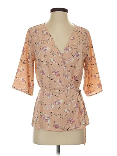 Pre-owned Sienna Sky Short Sleeve Blouse In Tan
