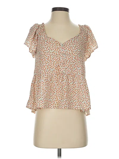 Pre-owned Sienna Sky Short Sleeve Blouse In Tan