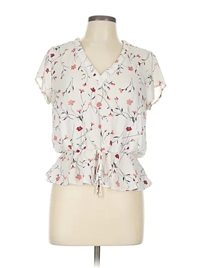 Pre-owned Sienna Sky Short Sleeve Blouse In White