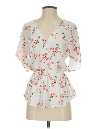 Pre-owned Sienna Sky Short Sleeve Blouse In White