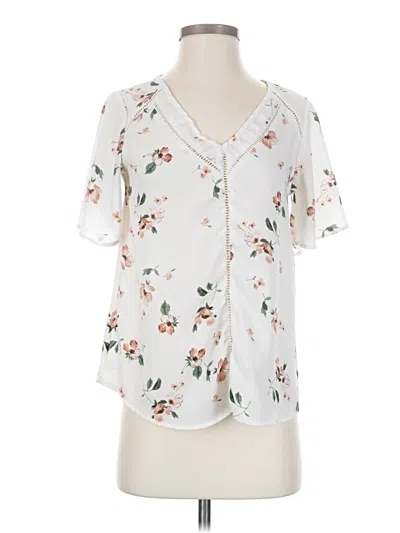 Pre-owned Sienna Sky Short Sleeve Blouse In White
